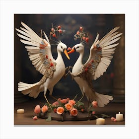 Doves In Love Canvas Print