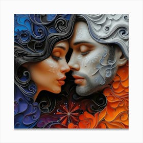 3d Man And Woman Canvas Print