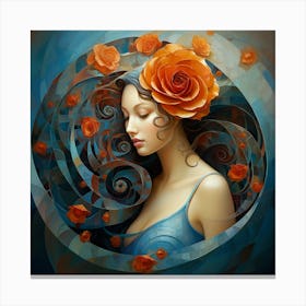 Girl With Roses Canvas Print