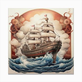 Octopus Ship Canvas Print