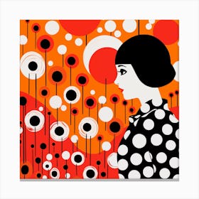 Yayoi Kusama Inspired Woman In Springtime Canvas Print