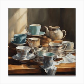 Teacups And Saucers Canvas Print