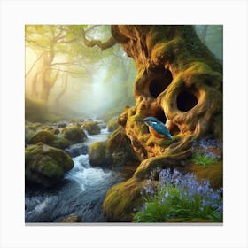Kingfisher In The Forest 9 Canvas Print