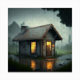 House In The Rain Canvas Print