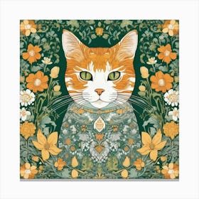 william morris Cat In A Garden Canvas Print