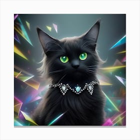 Black Cat With Green Eyes 1 Canvas Print