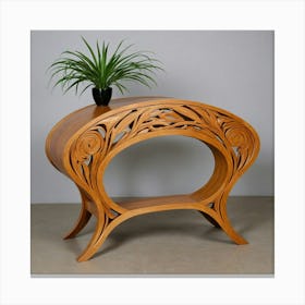 Carved Wood Console Table Canvas Print