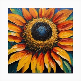 Expressionist on wood "Flower of Sunflowers" 1 Canvas Print