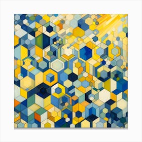 Blue And Yellow Cubes Canvas Print