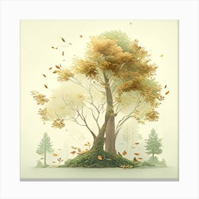 Autumnal Trees And Leaves Canvas Print