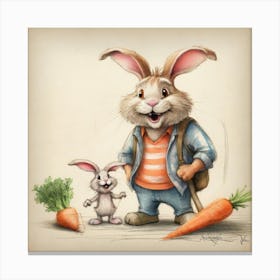 Rabbit And Carrots Canvas Print