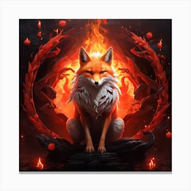 Fox In Fire Canvas Print