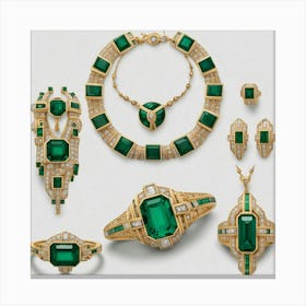 Emerald And Diamond Jewelry 1 Canvas Print