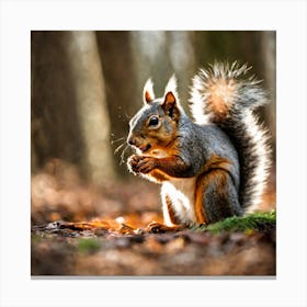 Squirrel In The Woods Canvas Print