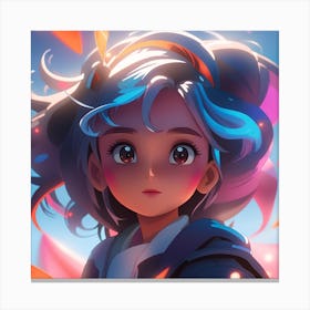 Anime Girl With Blue Hair Canvas Print