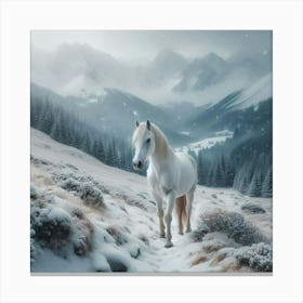 White Horse In Winter 2 Canvas Print