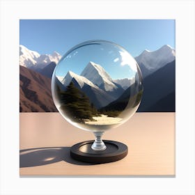 Glass Ball With Mountains Canvas Print