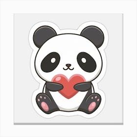 Panda Bear With Heart Canvas Print