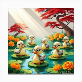 Ducks In The Pond 9 Canvas Print