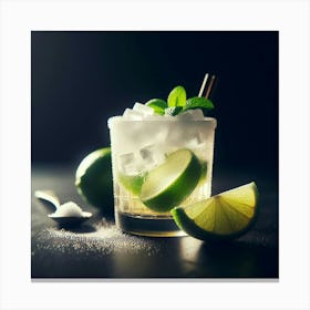 Cocktail With Lime And Ice 1 Canvas Print