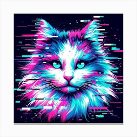 Glitch cat, Glitch art 1 Canvas Print