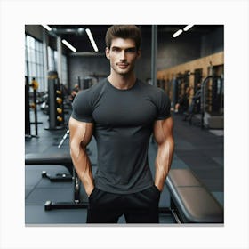 Muscular Man In Gym 4 Canvas Print