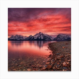 Sunset At Grand Teton Canvas Print