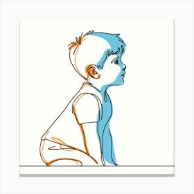 Little Boy Sitting On The Floor Canvas Print