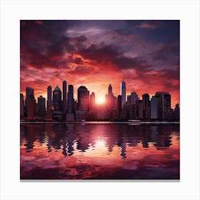 Sunset In New York City Canvas Print