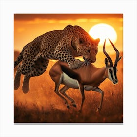 Leopard And Antelope Canvas Print