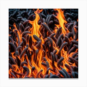 Fire Burning In A Fire Pit Canvas Print