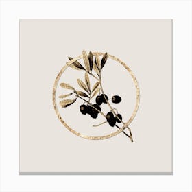Gold Ring Olive Tree Branch Glitter Botanical Illustration Canvas Print