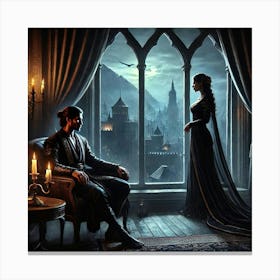 An Elegantly Dark Room In Queen Sorath S Obsidian Converted Canvas Print