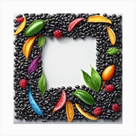 Black Beans Frame On White Background Canvas Print