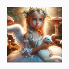 Little Girl With A Ferret Canvas Print