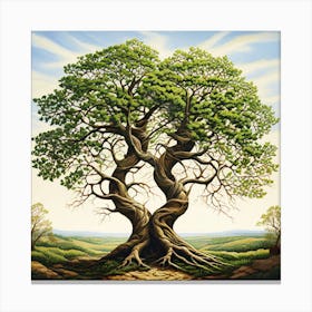 Tree Of Life, Two Intertwined Trees Growing Together Symbolizing Enduring Love And Partnership 3 Canvas Print