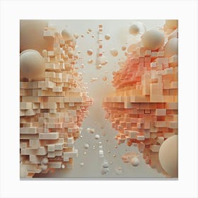 A 3d Illusion Of Spheres Or Cubes Stacked Or Floating In Space art print 1 Canvas Print