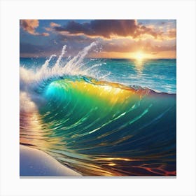 Ocean Wave At Sunset Canvas Print