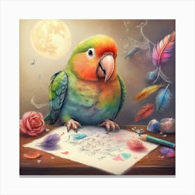 Parrot Writing Canvas Print