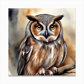 Owl Watercolor Painting Canvas Print