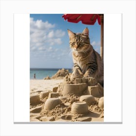 Cat On The Beach Canvas Print