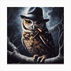 Owl Smoking A Cigarette 4 Canvas Print