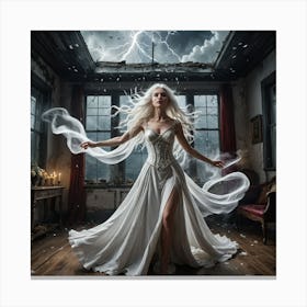 Girl In A White Dress Canvas Print