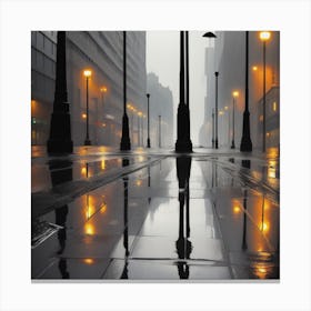 Rainy Cityscape Canvas Print