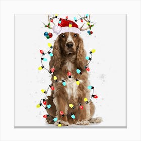 Santa English Cocker Spaniel Reindeer Light Christmas Canvas Print