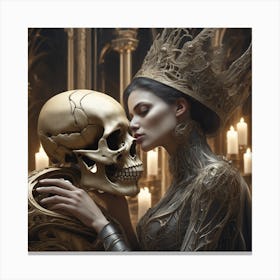 A Halloween Princess Kissing A Skull Sf Intricate Artwork Masterpiece Ominous Matte Painting Mo Canvas Print