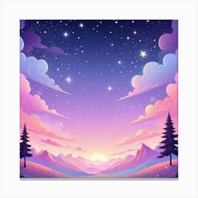 Sky With Twinkling Stars In Pastel Colors Square Composition 262 Canvas Print