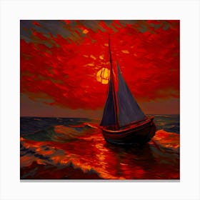 Tramonto con la barca Canvas Print