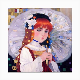 Girl With A Parasol Canvas Print
