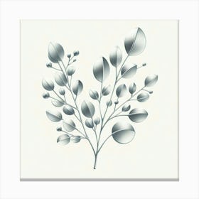 Silver eucalyptus branch, Vector art 2 Canvas Print